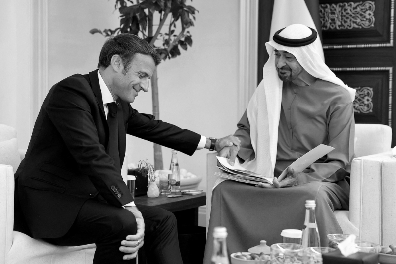 Emmanuel Macron et Mohammed bin Zayed al-Nahyan (MbZ), lors de le dernière rencontre, le 15 mai à Abou Dhabi.